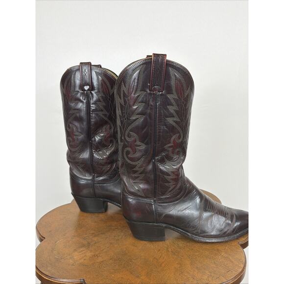 Dan Post Men\'s Burnished Burgundy Leather Western Cowboy Boots Size 8.5 main image 8